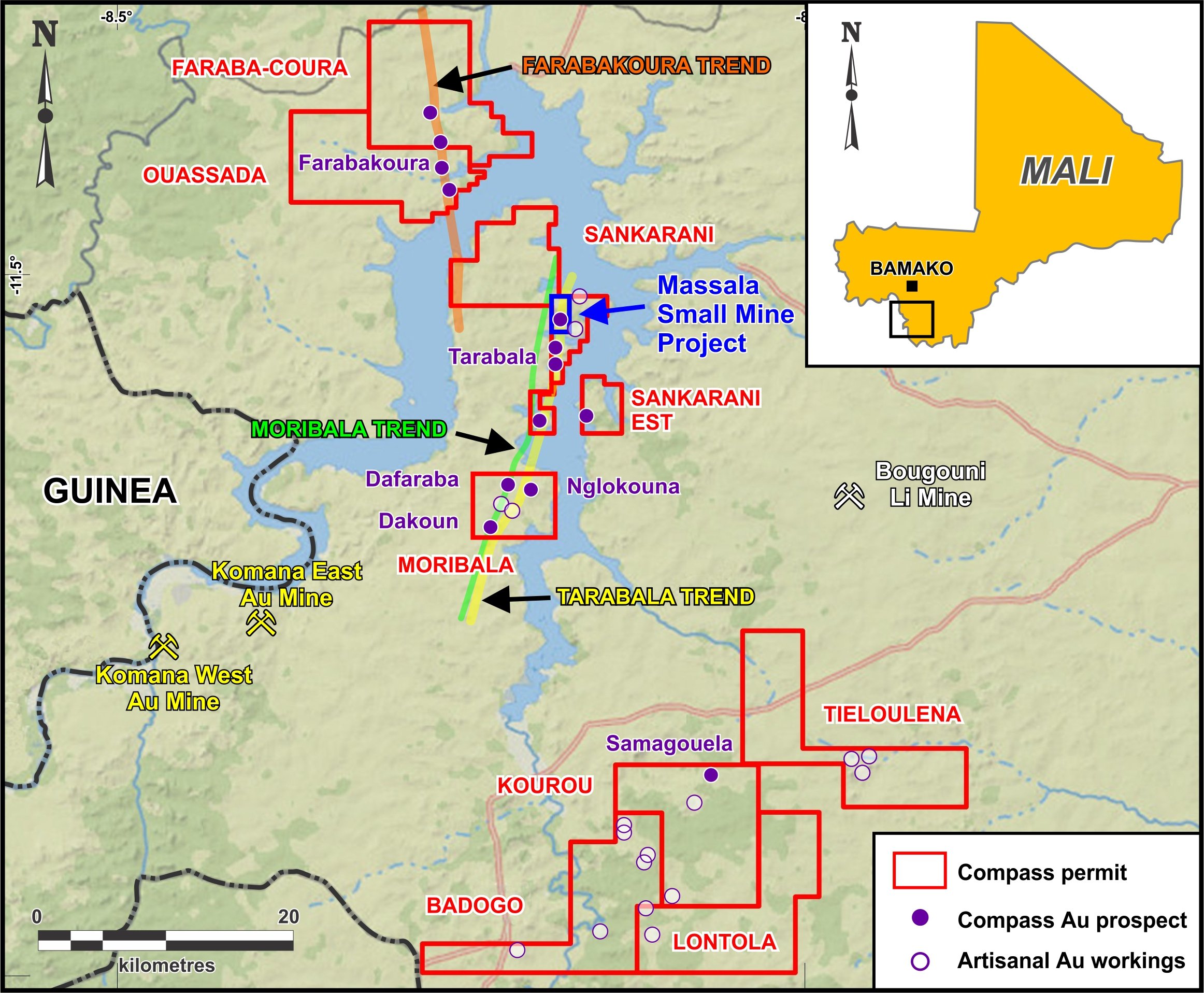 Compass Gold permit areas map