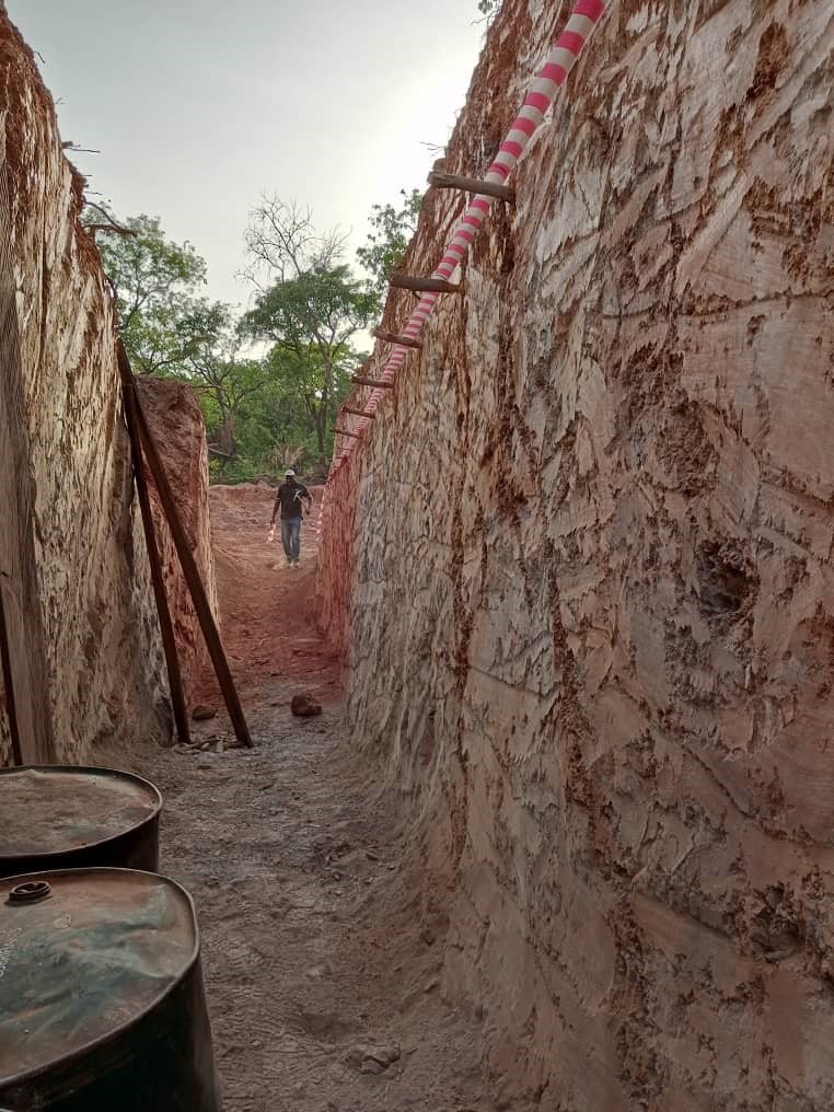 Mineralised trench exposure at Massala on the Tarabala Trend